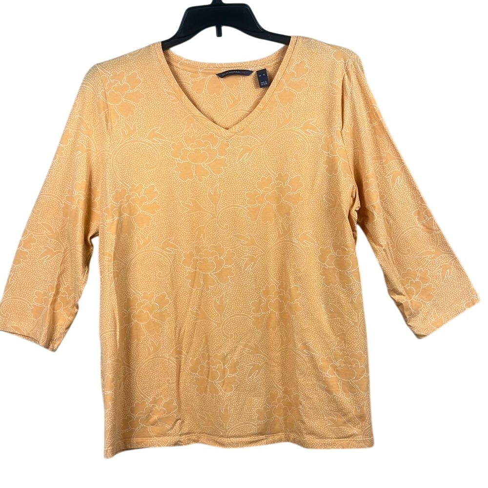 Isaac Mizrahi Live 3/4 sleeve Pullover Shirt Womens Size XL Orange Modal Cotton‎